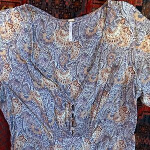 Free People Paisley Midi Dress - Purple and Brown